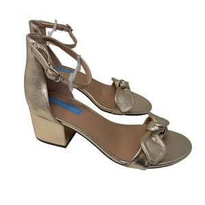 Draper James Preston Sandal‎ Gold Ankle Strap Block Heel